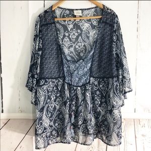 Knox Rose BoHo Peasant Blouse Top XXL